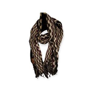 Missoni Textured Knit Scarf in Purple and Cream